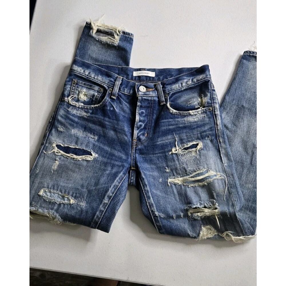 Moussy Vintage Lancaster Skinny Jeans Women's 25 Medium Wash Distressed $360